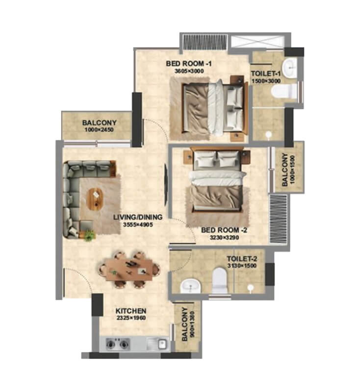 2 BHK (TYPE-A) Apartment