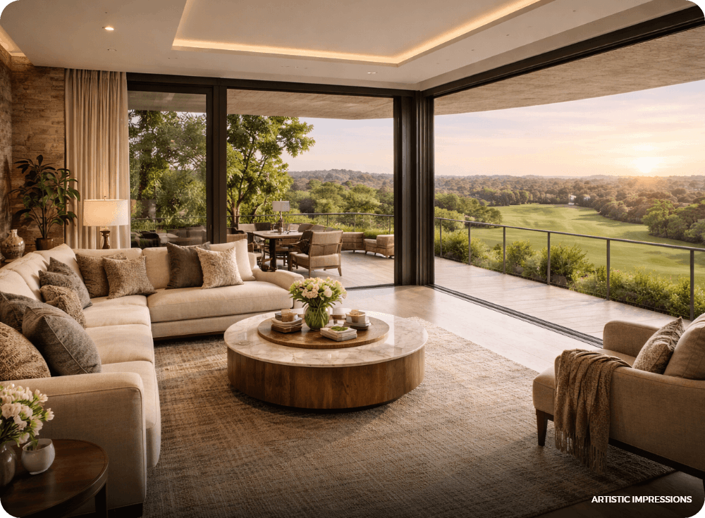 Luxury Living Room Sunset